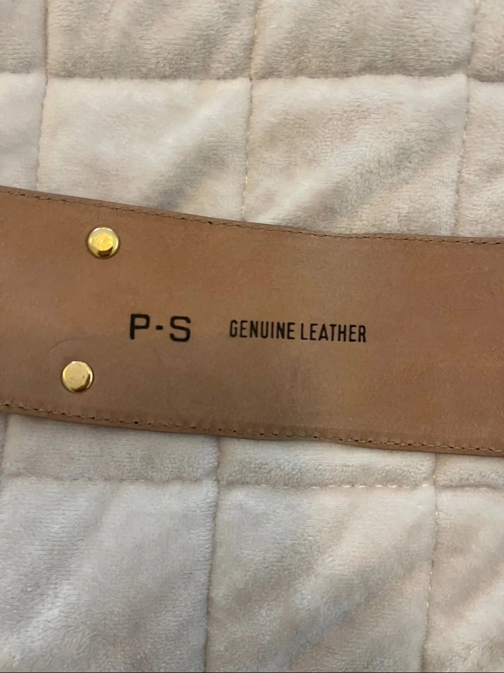 Gold-Tone Hardware Taupe Leather Chain-Accent Donna Karan adjustable belt